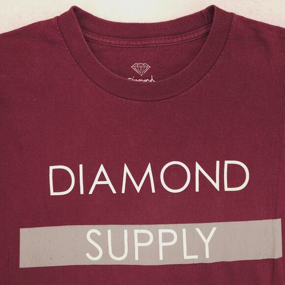 Diamond Graphic Casual Pullover Short Sleeve T Shirt Mens Size Large L Maroon - Picture 1 of 10